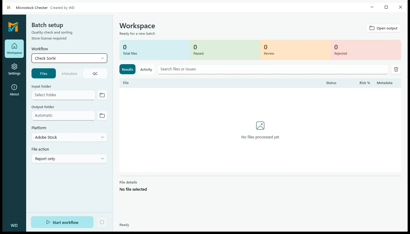 Workspace: Microstock Checker 3.2.0 Windows